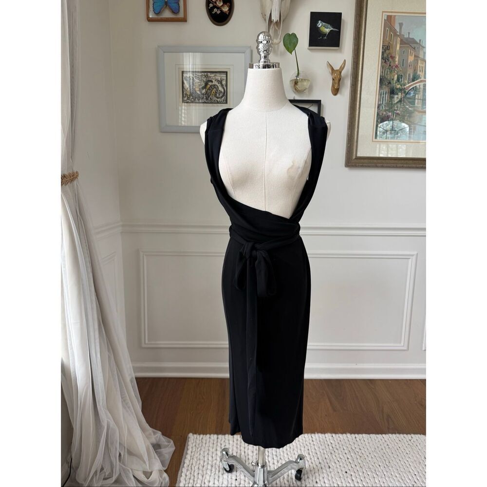 Diane Von Furstenberg Wrap Dress Open Draped Back Cowl Neck 4 6 S - Picture 8 of 10